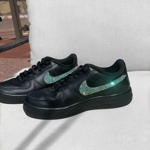 Bling Nike Black Airforce 1s